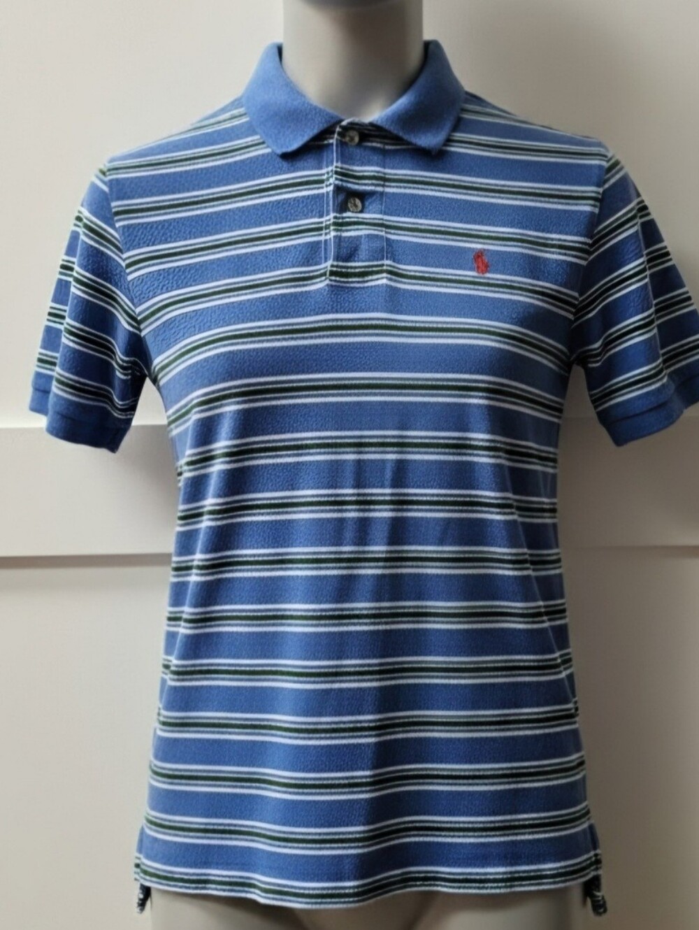 Polo Short Sleeve Striped Youth Polo Shirt - Blue